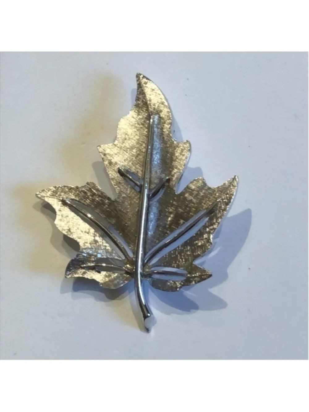 Marcel Boucher 977 Signed Silver Tone Leaf Brooch Shoulder Pin